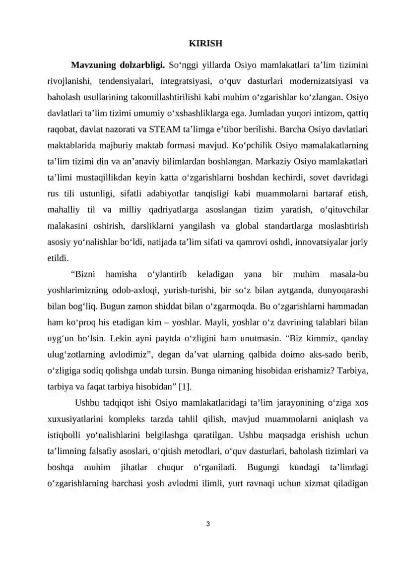OSIYO MAMLAKATLARIDA TA’LIM-TARBIYA JARAYONINING O‘ZIGA XOS XUSUSIYATLARI. O‘ZBEKISTON-XITOY TA’LIM TIZIMINING KOMPARATIVISTIK TAHLILI 3