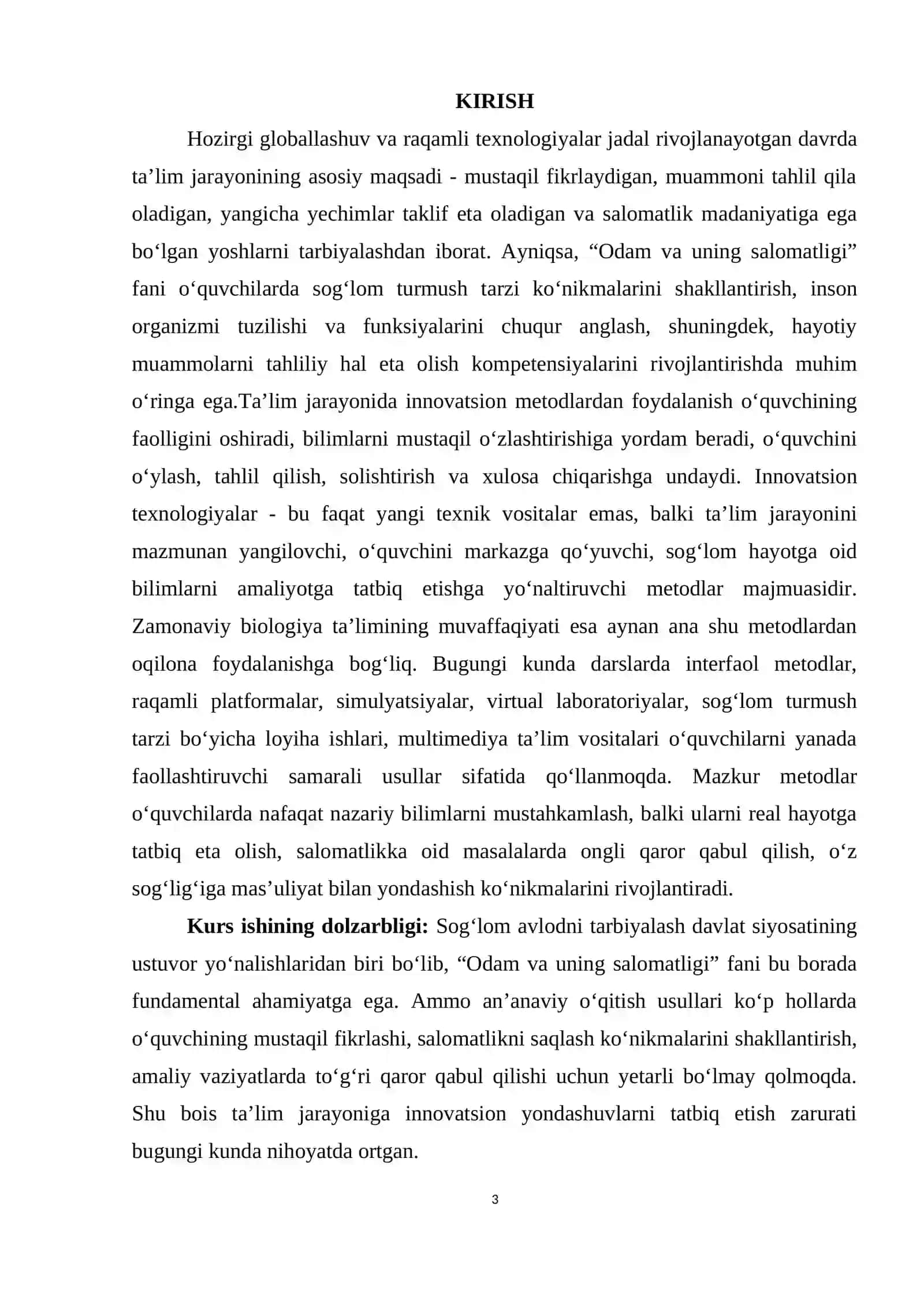 Odam va uning salomatligini o'qitishda innovatsion usullar 3