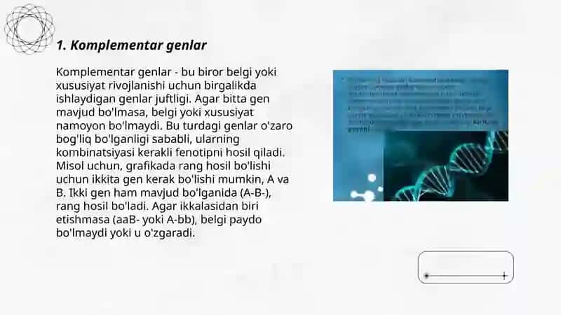 Allel boʻlmagan genlar oʻzaro tasirida belgilarning irsiylanishi. Ularning asosiy tavsifi 3