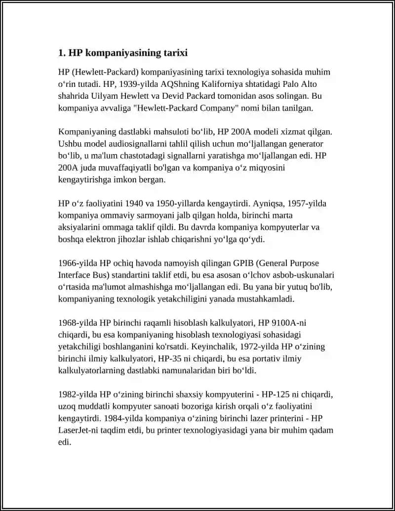 HP KOMPANIYASI HAQIDA TO'LIQ MA'LUMOT 3