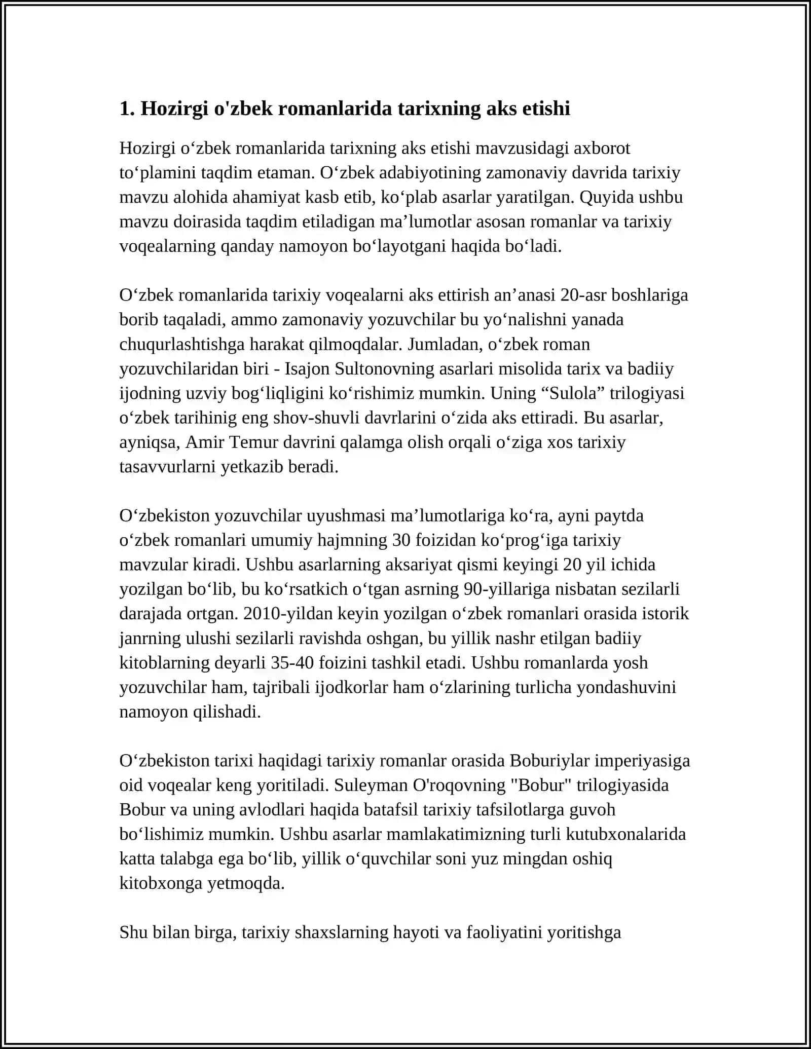 HOZIRGI OʻZBEK ROMANLARIDA TARIXIYLIK MASALASI 3