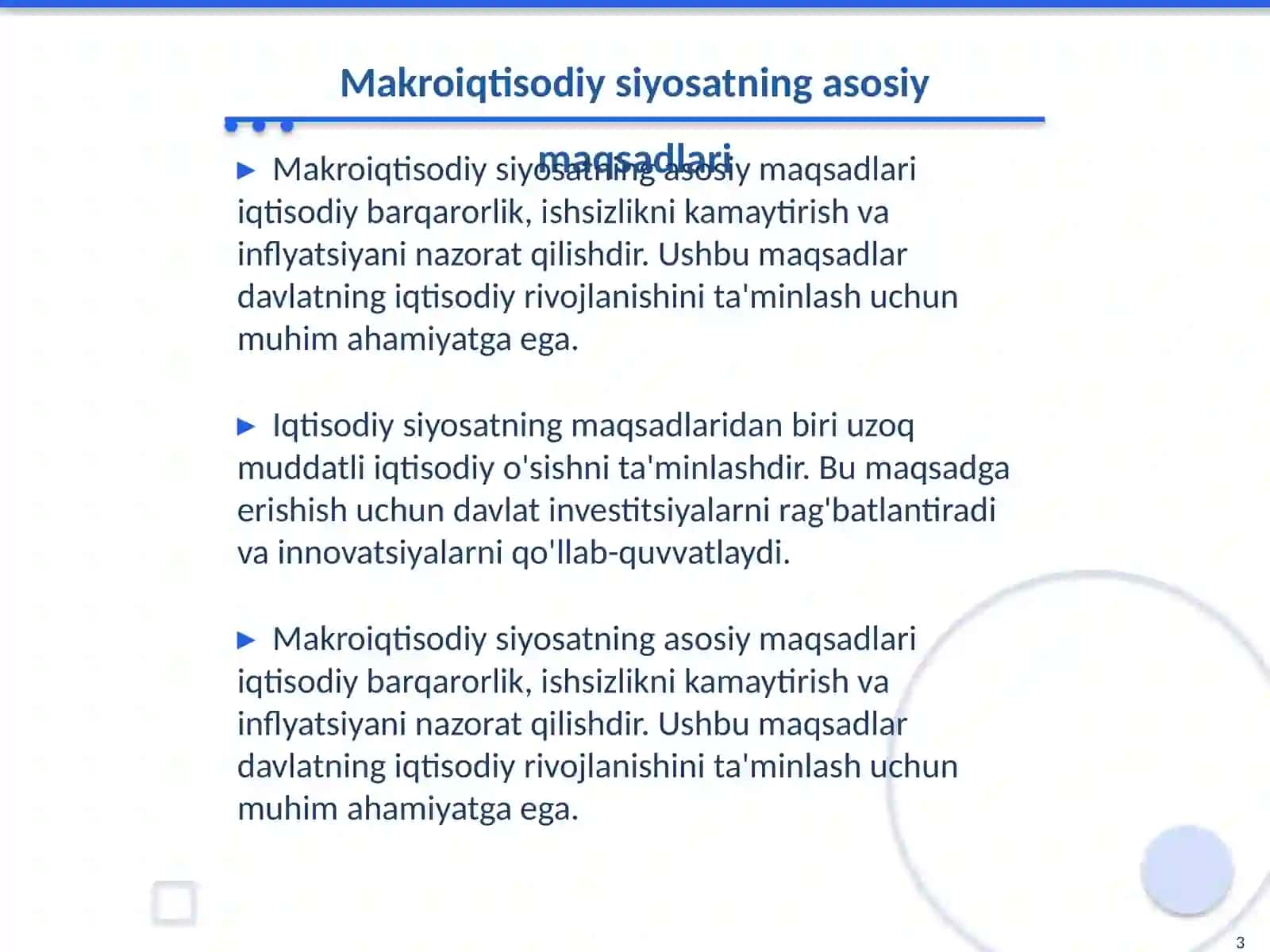 Makroiqtisodiy siyosatning maqsadlari va ularning ozaro muvofiqlashtirilishi 3