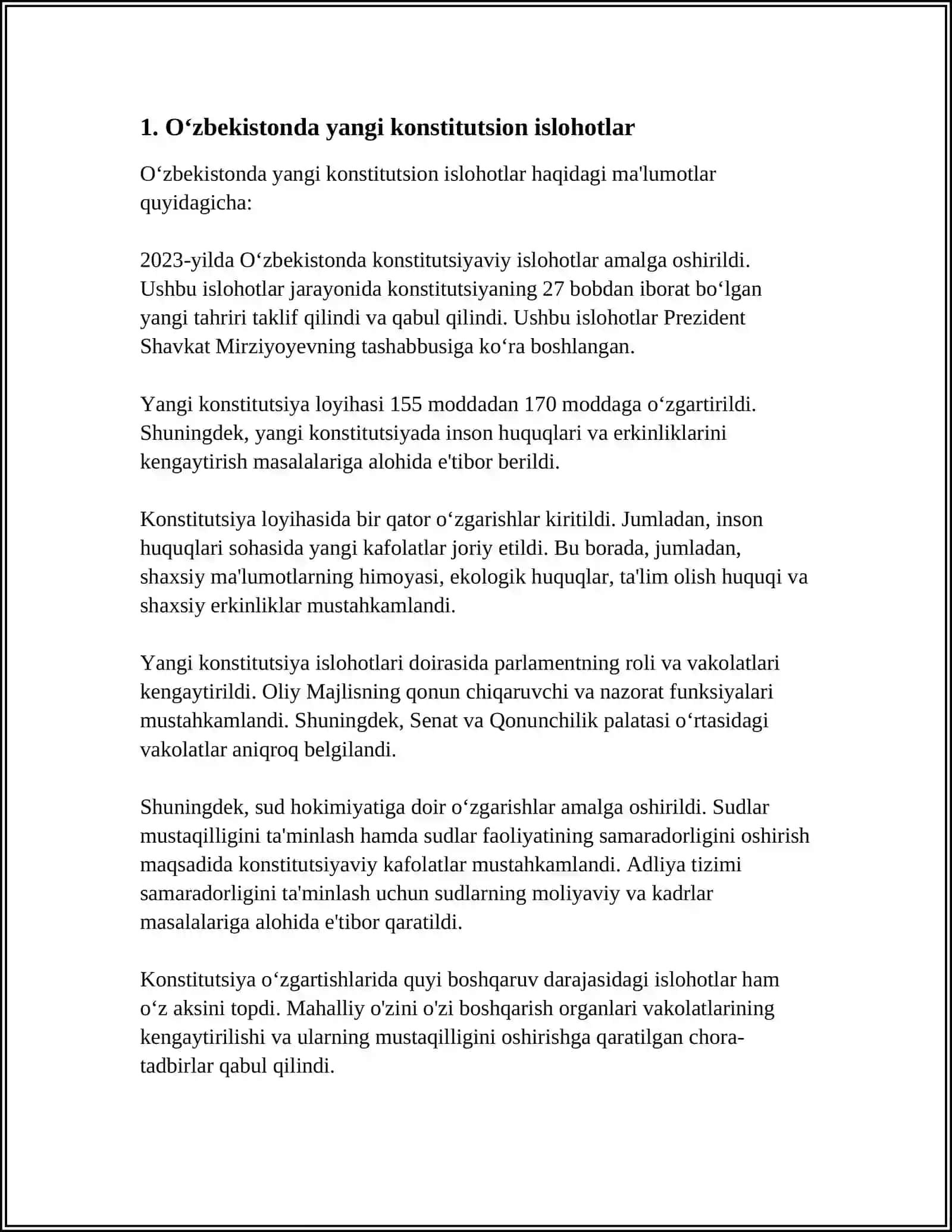 YANGI OʻZBEKISTONDA INSON HAQ HUQUQLARI VA ERKINLIKLARI KAFOLATINING YARATILISHI 3