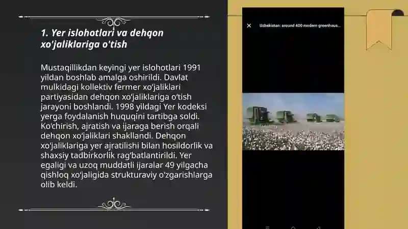 Mustaqillik yillarida qishloq xo'jaligi va sanoat sohasidagi o'zgarishlar 3