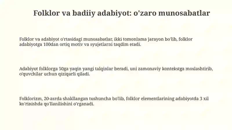 Folklor va Badiiy Adabiyot 3