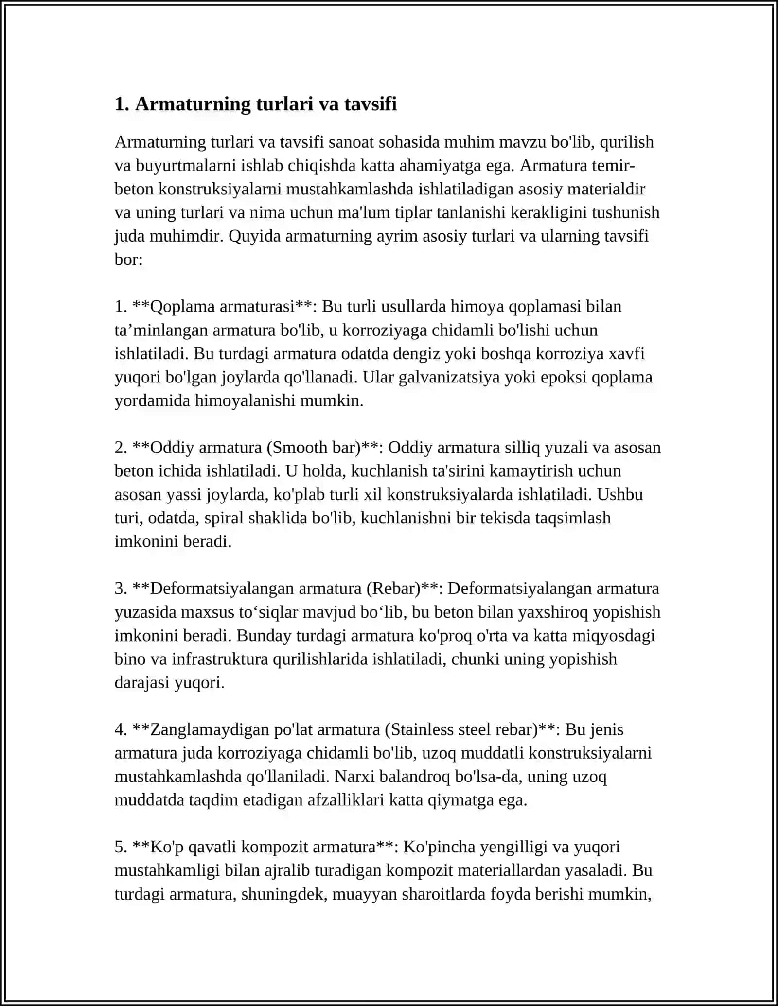 SUN’IY INSHOOTLAR KONSTRUKSIYALARIDA ISHLATILADIGAN ARMATURA VA ARMATURA BUYUMLARI 3