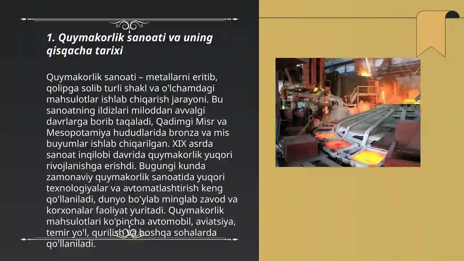 Quymakorlik sanoati va uning qisqacha tarixi 3