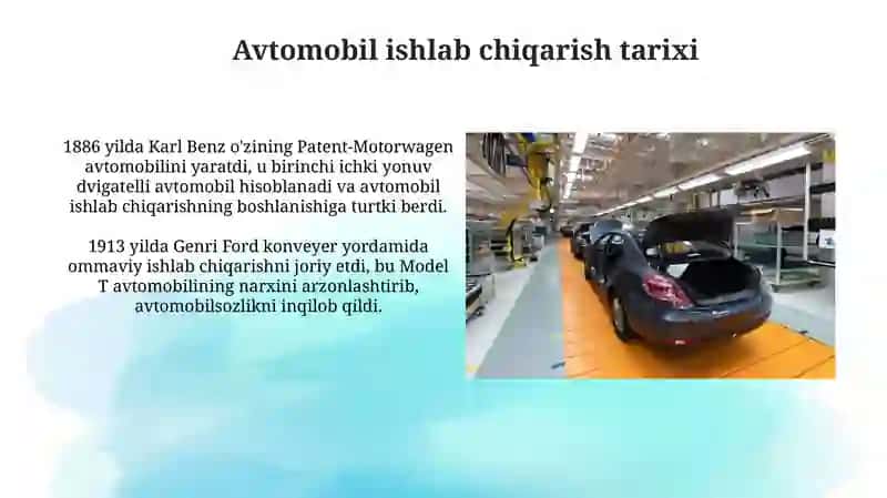 Avtomobil ishlab chiqarish haqoda 3