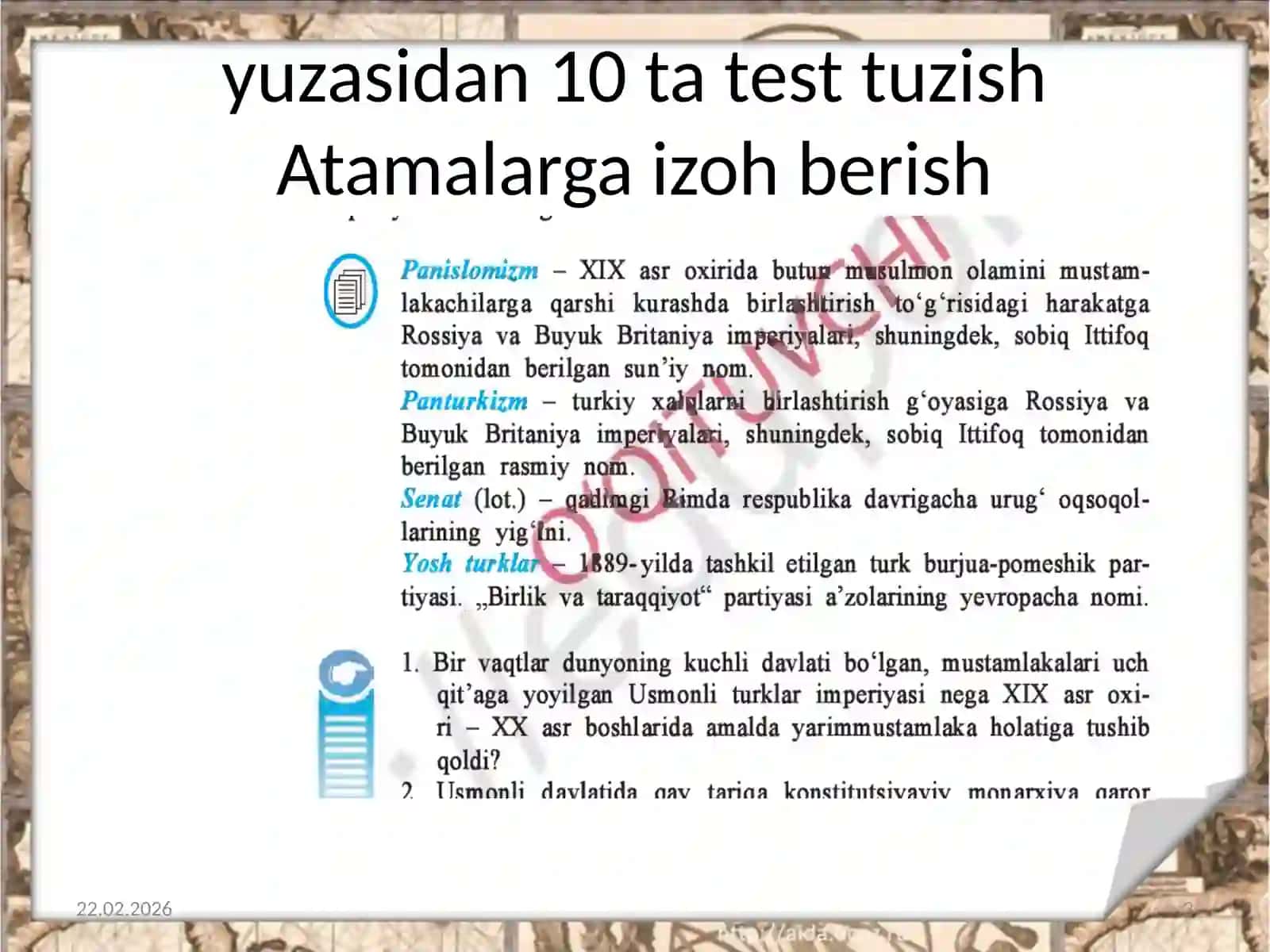 XIX asr oxiri - XX asr boshlarida Usmonli davlati 3