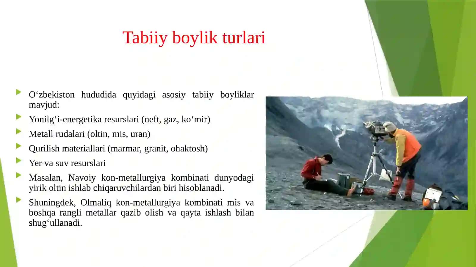 TABIIY BOYLIKLARNI QAZIB OLISH VA ULARDAN FOYDALANISH IMKONIYATLARI 3