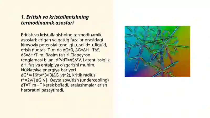 Eritish va kristallanishning termodinamik asoslari 3