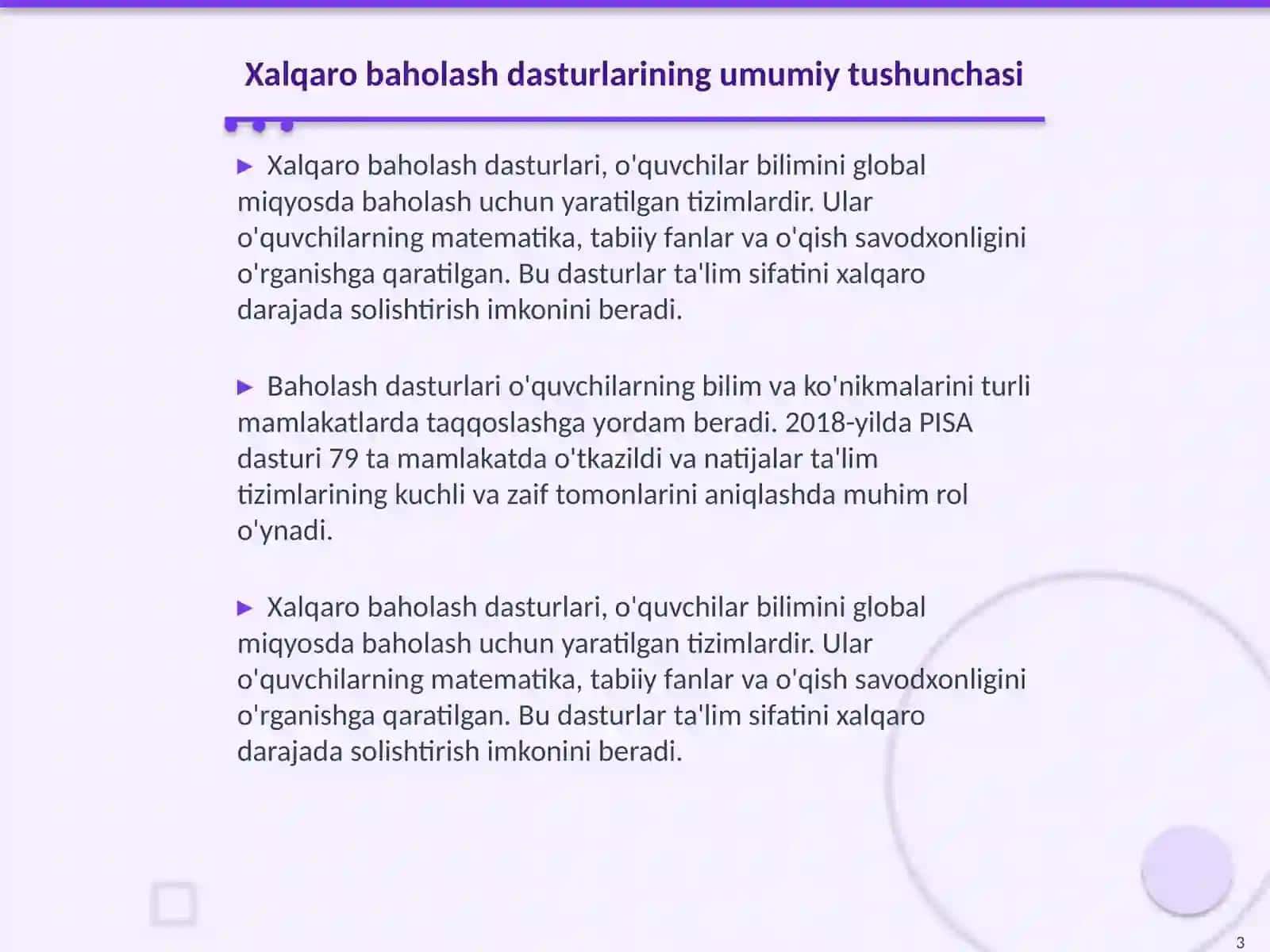 Xalqaro Baholash Dasturlari 3