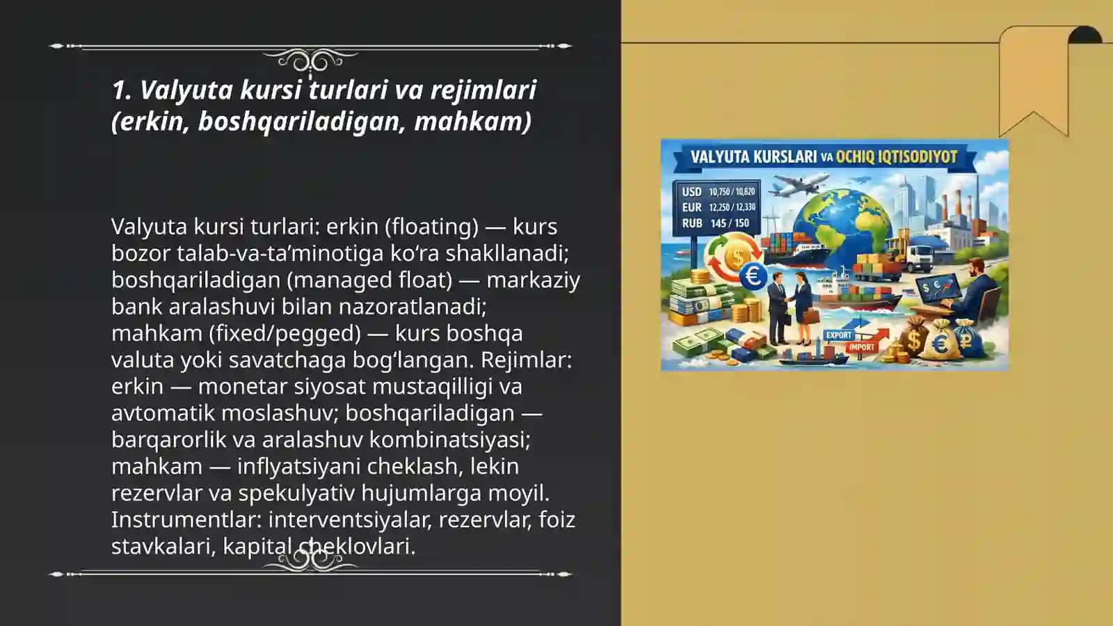 Valyuta kurslari va ochiq iqtisodiyot 3