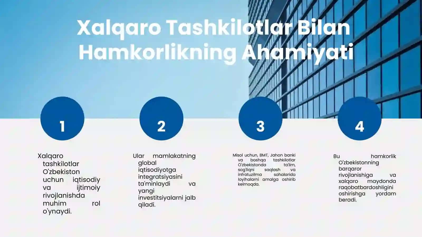 "O'zbekistonning Xalqaro tashkilotlar bilan hamkorlik aloqalari" 3