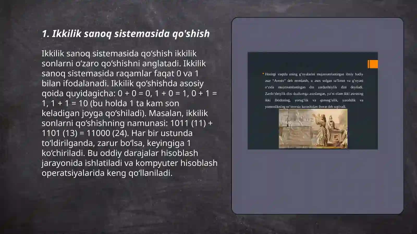 Ikkilik sanoq sistemasida amallar bajarish 3