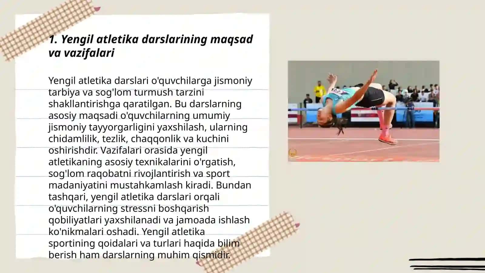 Yengil atletika darslarini tashkil etish va oʻtkazish 3
