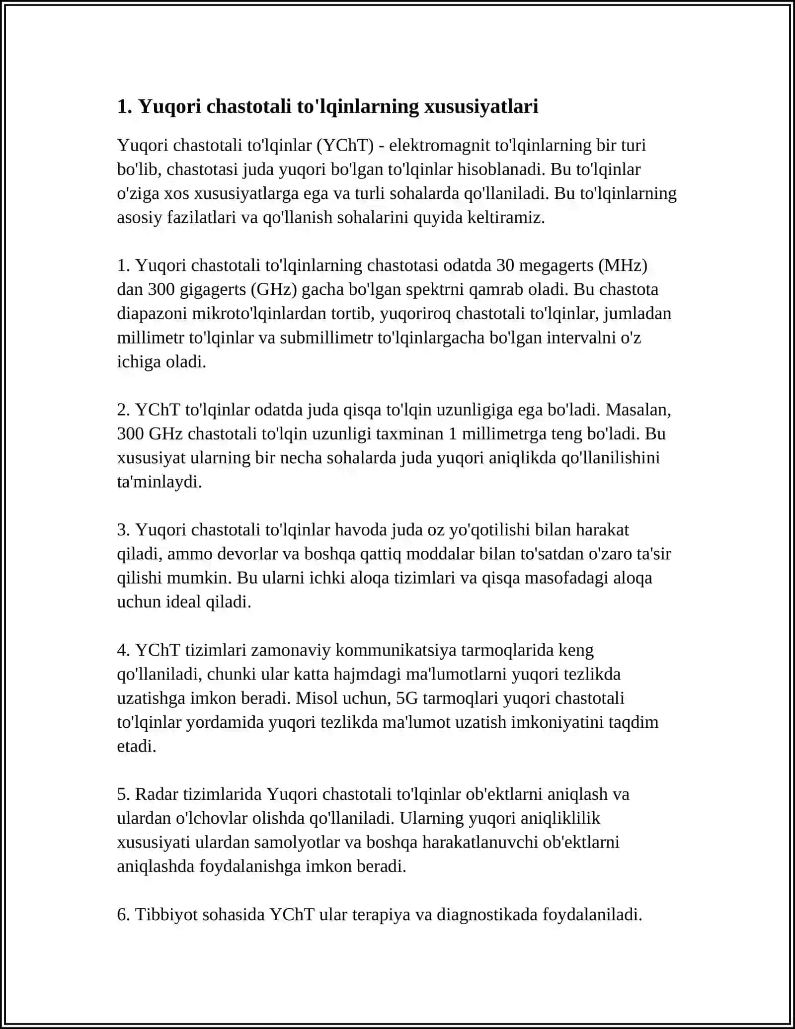 PAST VA YUQORI CHASTOTALI FIZOTERAPEVTIK APPARATLAR.ULARNI ISHLASHINING FIZIK ASOSLARI 3