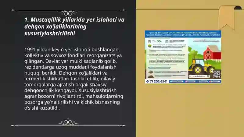 Mustaqillik yillarida qishloq xo‘jaligi va sanoat sohasidagi o‘zgarishlar 3
