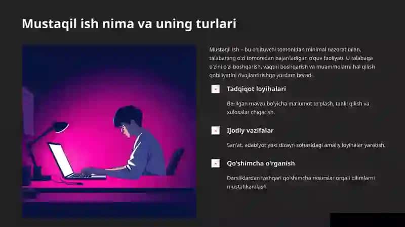 Kreativlikka o'rgatishda mustaqil ishlarning o'rni 3