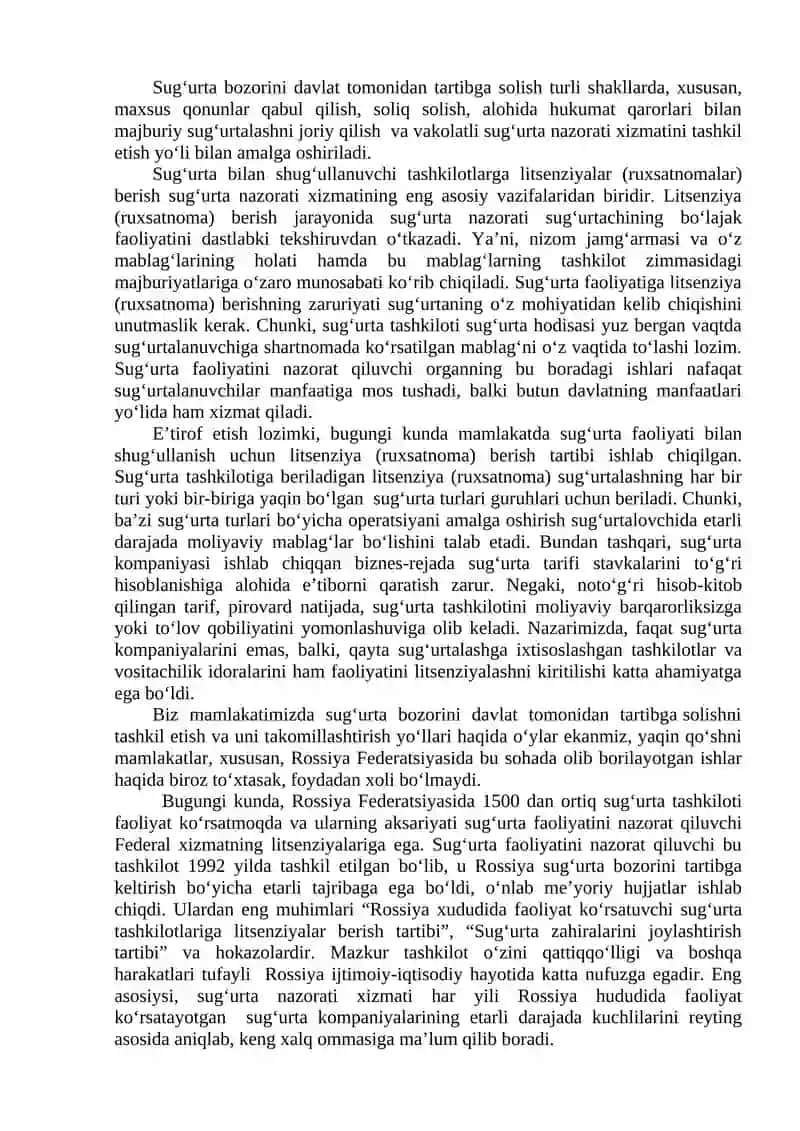 Sug‘urta Faoliyatini Amalga Oshirishning Huquqiy Asoslari va Su’urta Kompaniyalarining Tashkiliy-Huquqiy Shakllari 3
