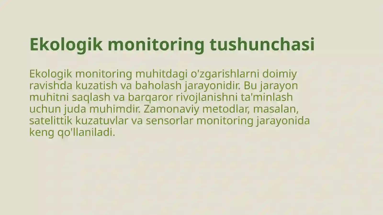 Ekologik monitoringning tadqiqot tamoyillari va xususiyatlari 3