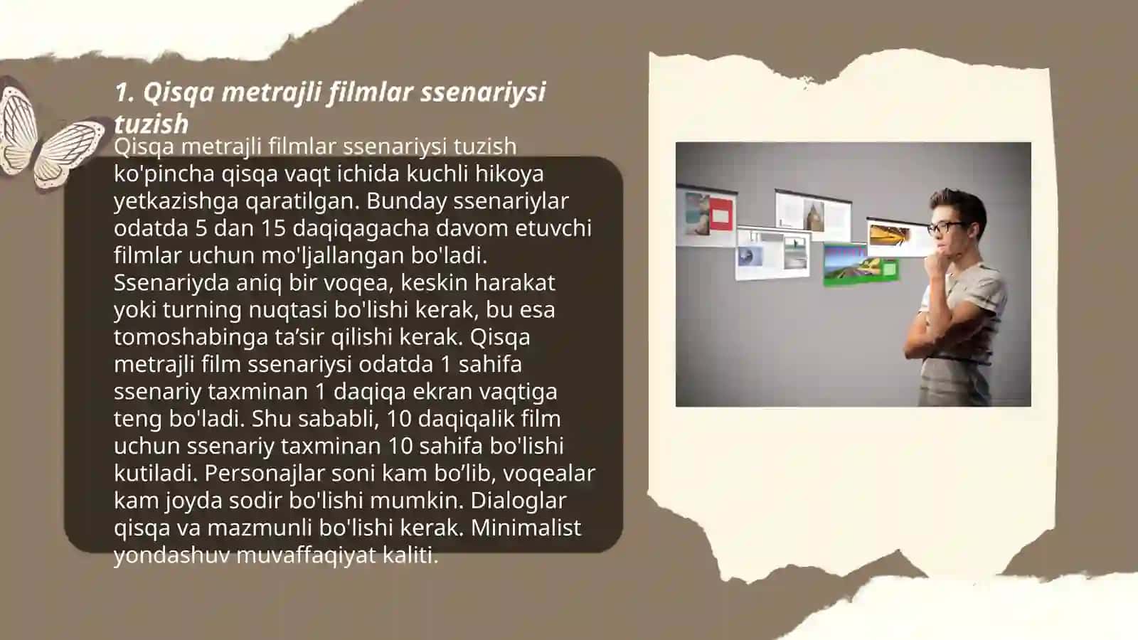 Qisqa metrajli vizual media mahsulotlar yaratish 3