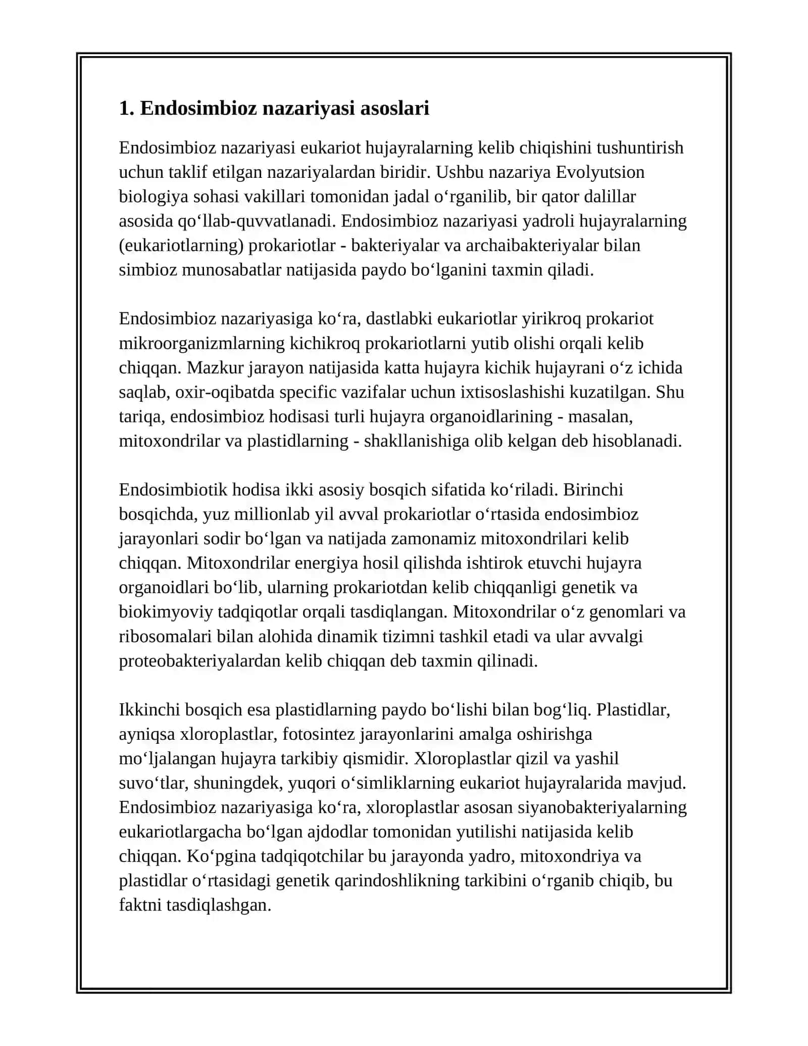 EUKARIOTLAR ULARNING KELIB CHIQISHI TO'G'RISIDAGI NAZARYA 3