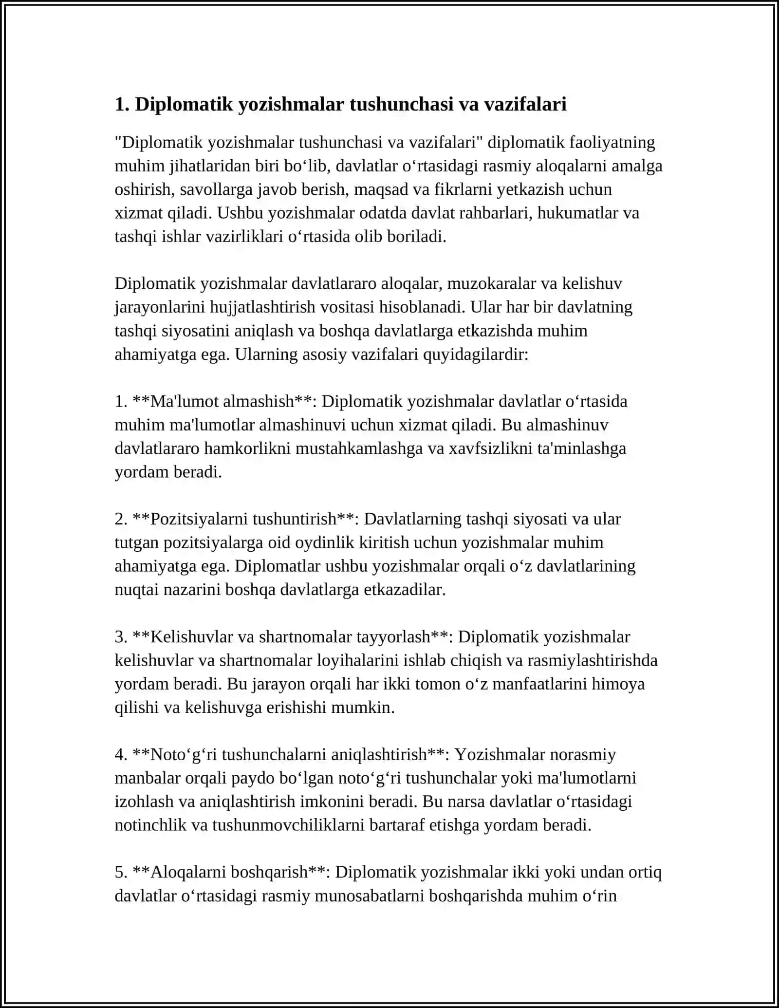 Diplomatik yozishmalar tushunchasi va vazifalari 3