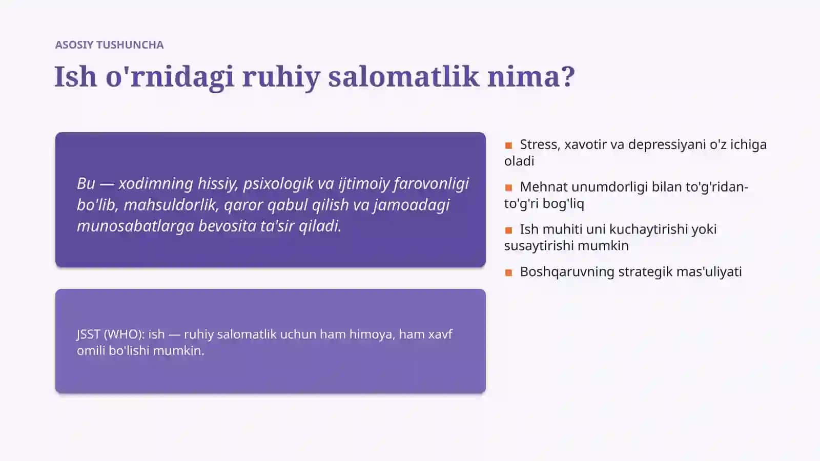 Ruhiy salomatlik mehnat bozorida Menejerlar uchun statistik ko'rsatkichlar va boshqaruv yondashuvi 3