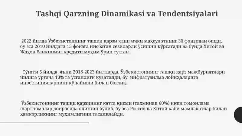 Oʻzbekiston Respublikasi tashqi qarzi tahlili 3