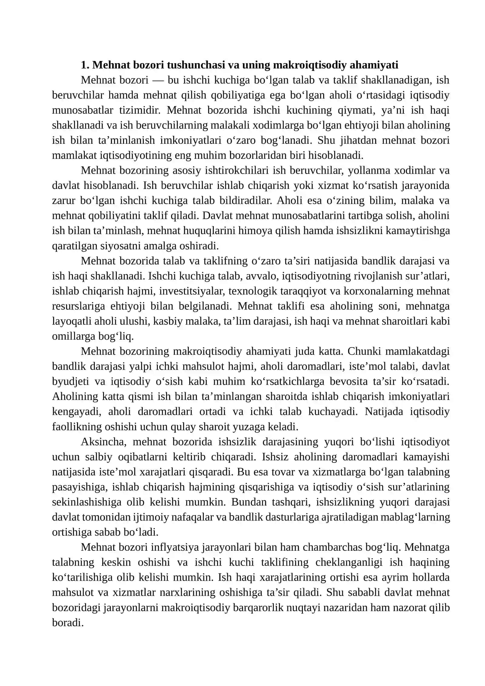 MEHNAT BOZORI HOLATI VA ISHSIZLIK DARAJASINING MAKROIQTISODIY KO‘RSATKICHLARGA TA’SIRINI BAHOLASH 3