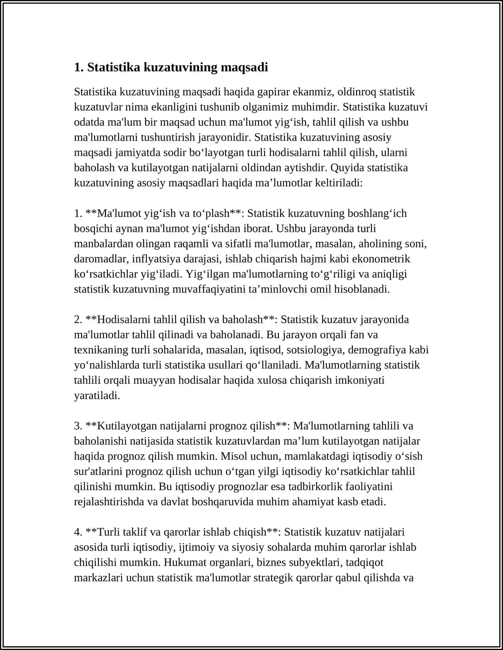 MUSTAQIL ISH Mavzu: STATISTIK KUZATISH VA UNING BOSQICHLARI 3