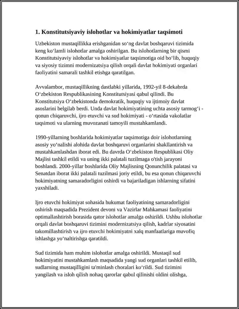 MUSTAQILLIK YILLARIDA DAVLAT BOSHQARUVI TIZIMIDA AMALGA OSHIRILGAN ISLOHOTLAR 3