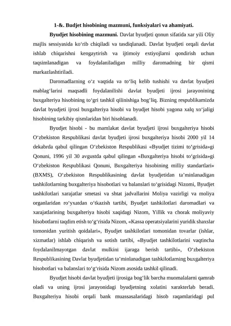 Byudjet Hisobi Fanidan Referat 3