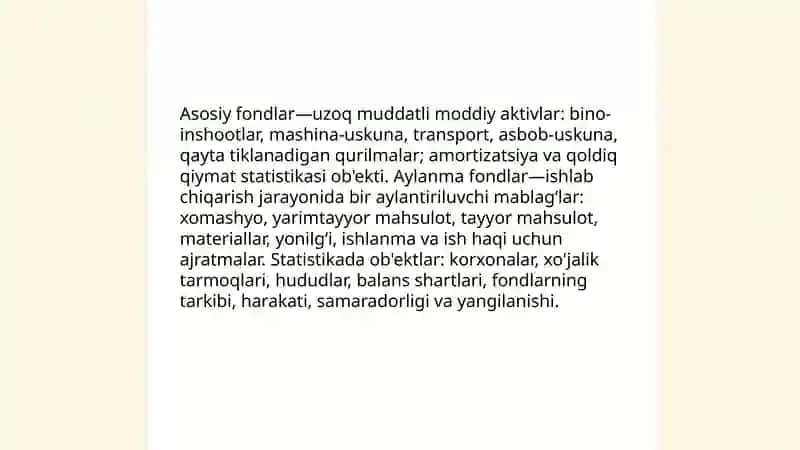 Asosiy va aylanma fondlar statistikasi 3