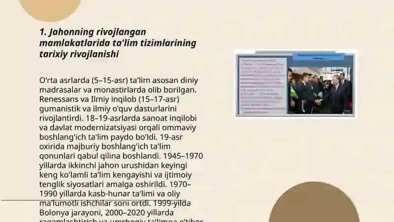 Jahonning rivijlangan mamlakatlarida talim va tarbiya taraqqiyoti 3