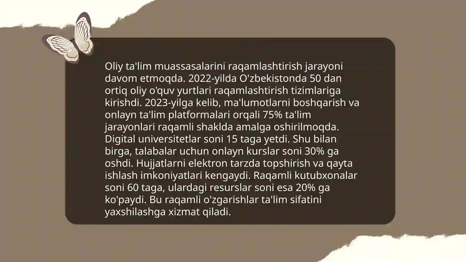 Oʻzbekiston Oliy Taʼlim tizimini 2030-yilgacha rivojlantirish konsepsiyalarini oʻrganish 3