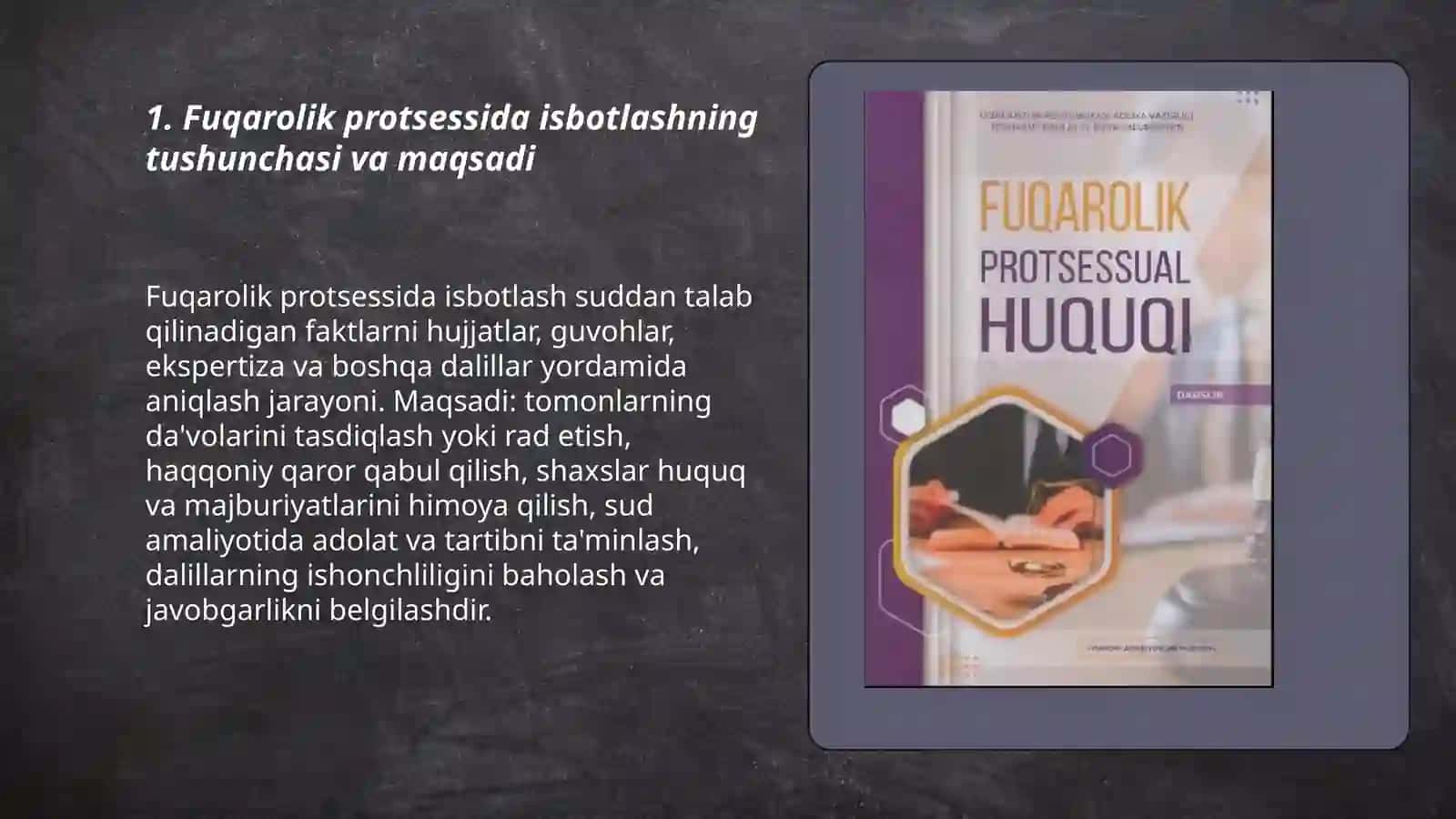 Fuqarolik protsessida isbotlash va dalillar 3