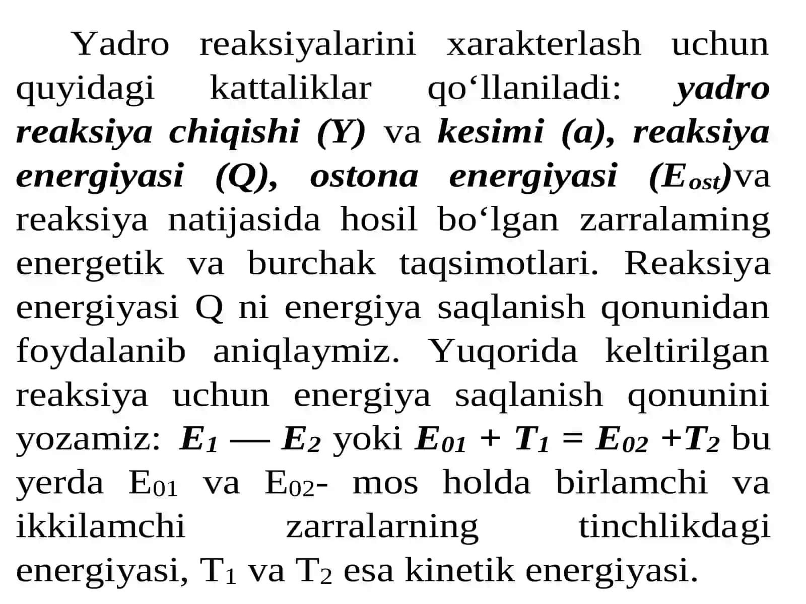 Yadro reaksiyalarining asosiy tushunchalari va ta’rifi 3