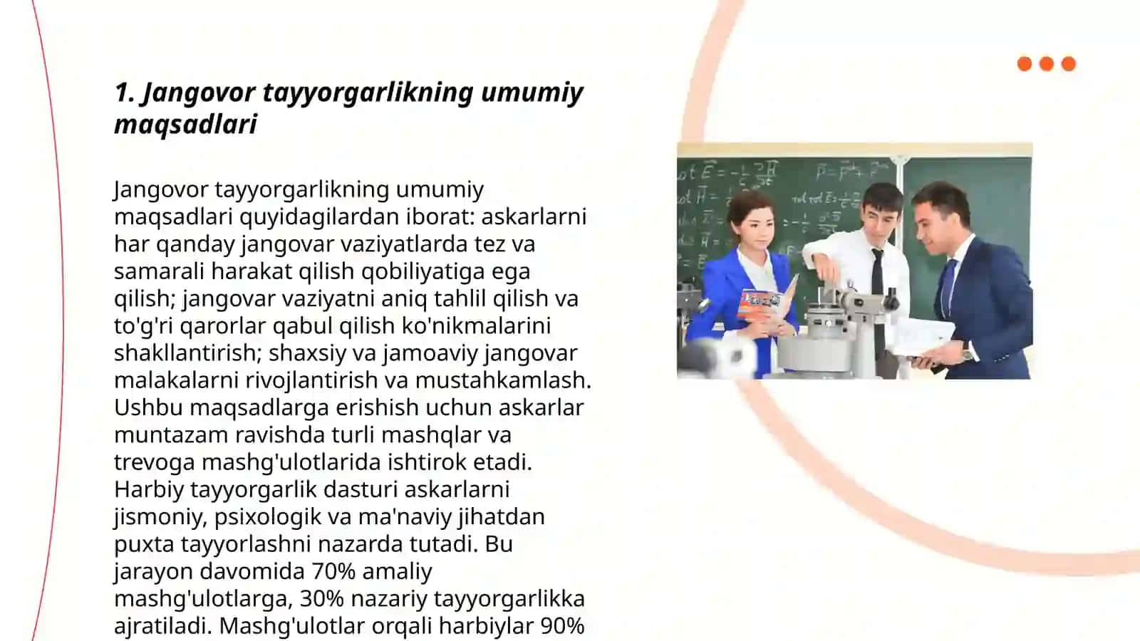 Jangovor tayyorgarlik mashg'ulotlarini tashliklashtirish va o'tkazish tartibi 3