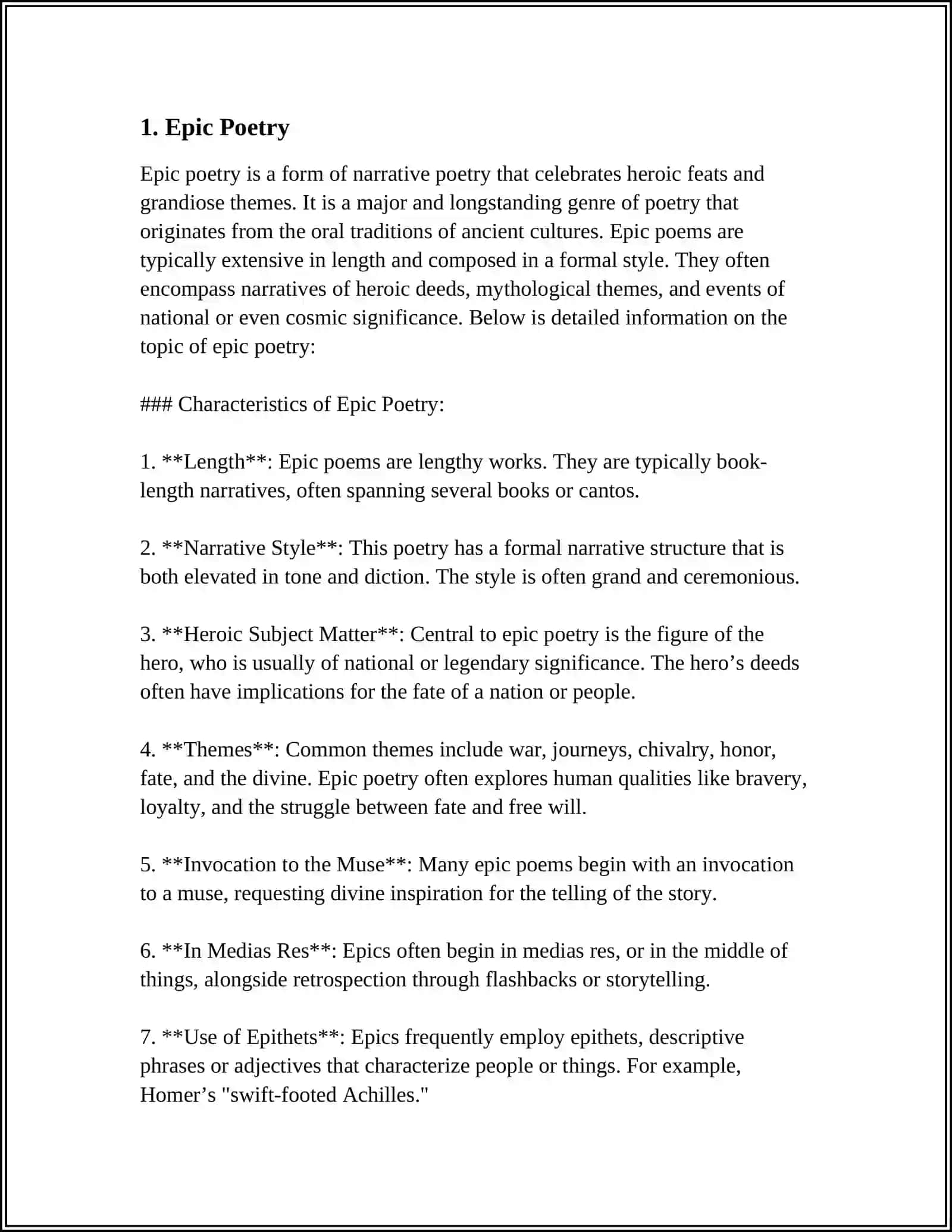 Epic Poetry: Characteristics and Analysis 3