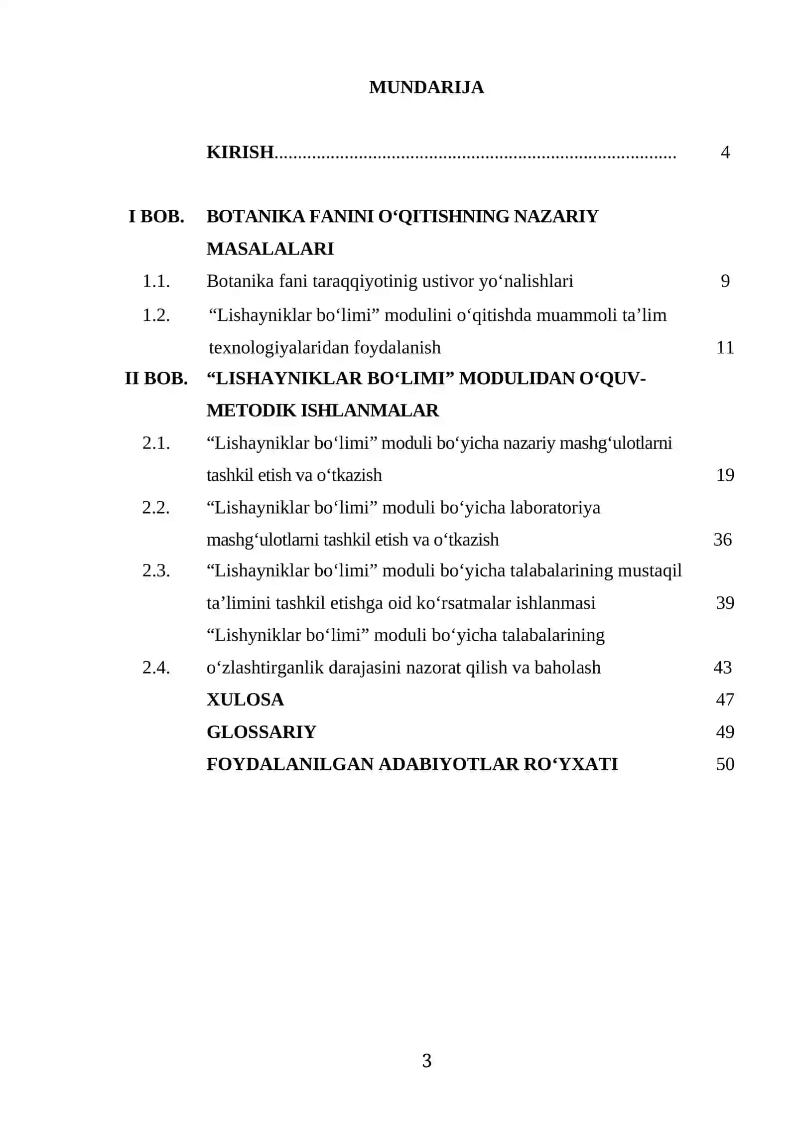 BIOLOGIYA O‘QITISH METODIKASI YO‘NALISHI TINGLOVCHISI 3
