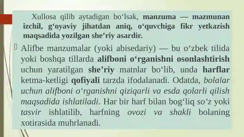 Alifbe manzumalar (abisedariy) ta’lim-tarbiya asosi 3