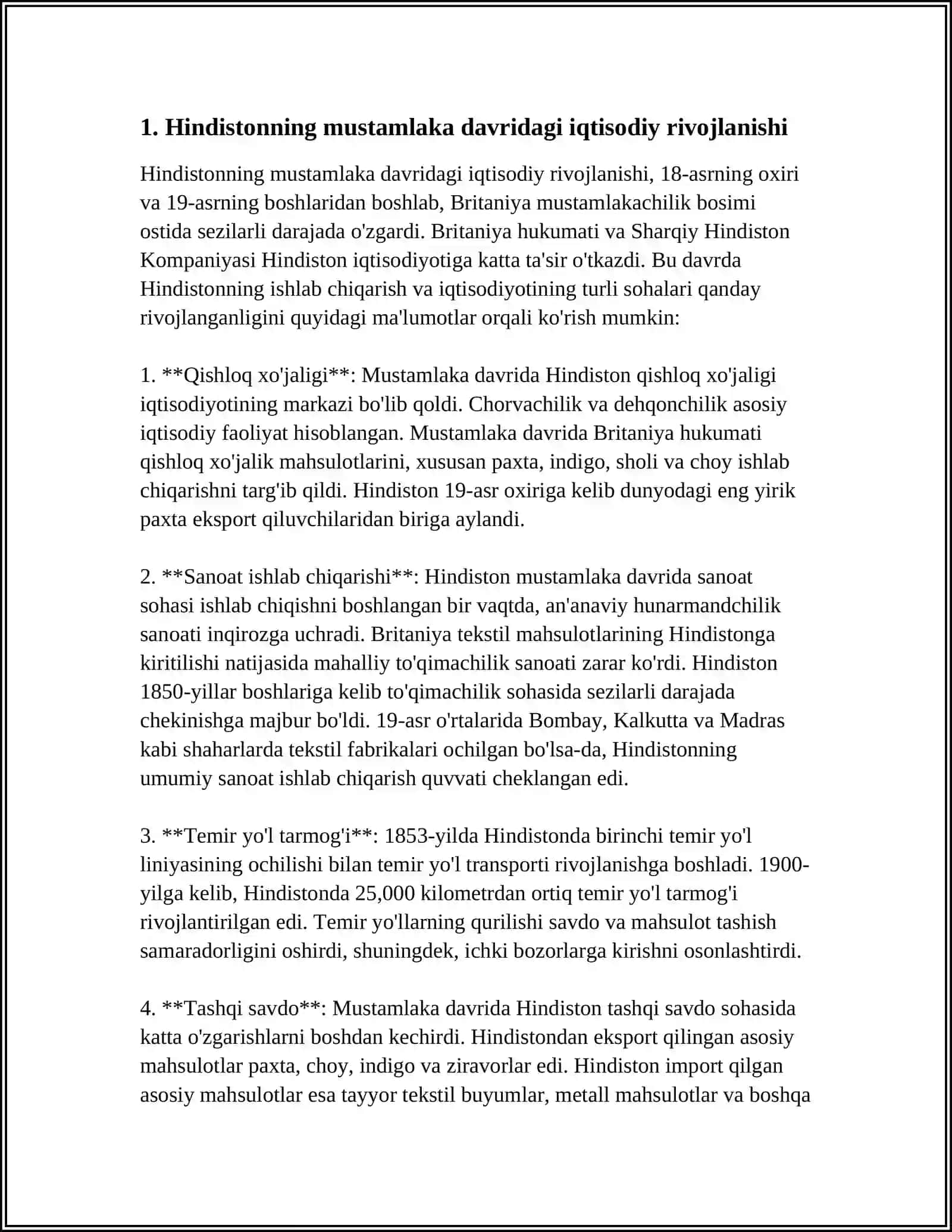 HINDISTON DAVLATINING IQTISODIY RIVOJLANISH TARIXI 3