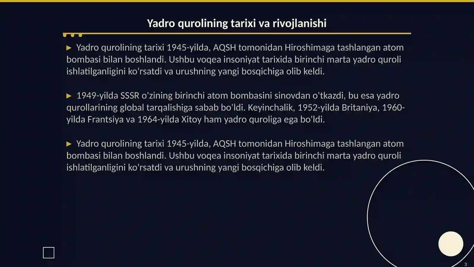 Yadro quroli va yadroviy urush 3