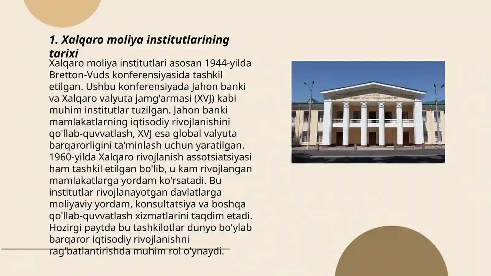 Xalqaro moliya institutlari va moliyaviy institutlar 3