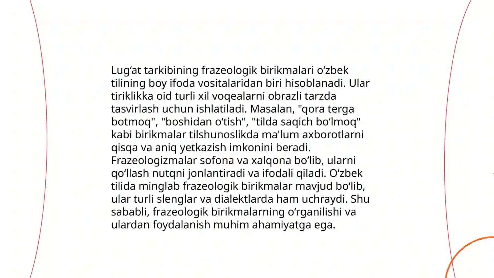 Lug‘at tarkibining frazeologik birikmalari 3