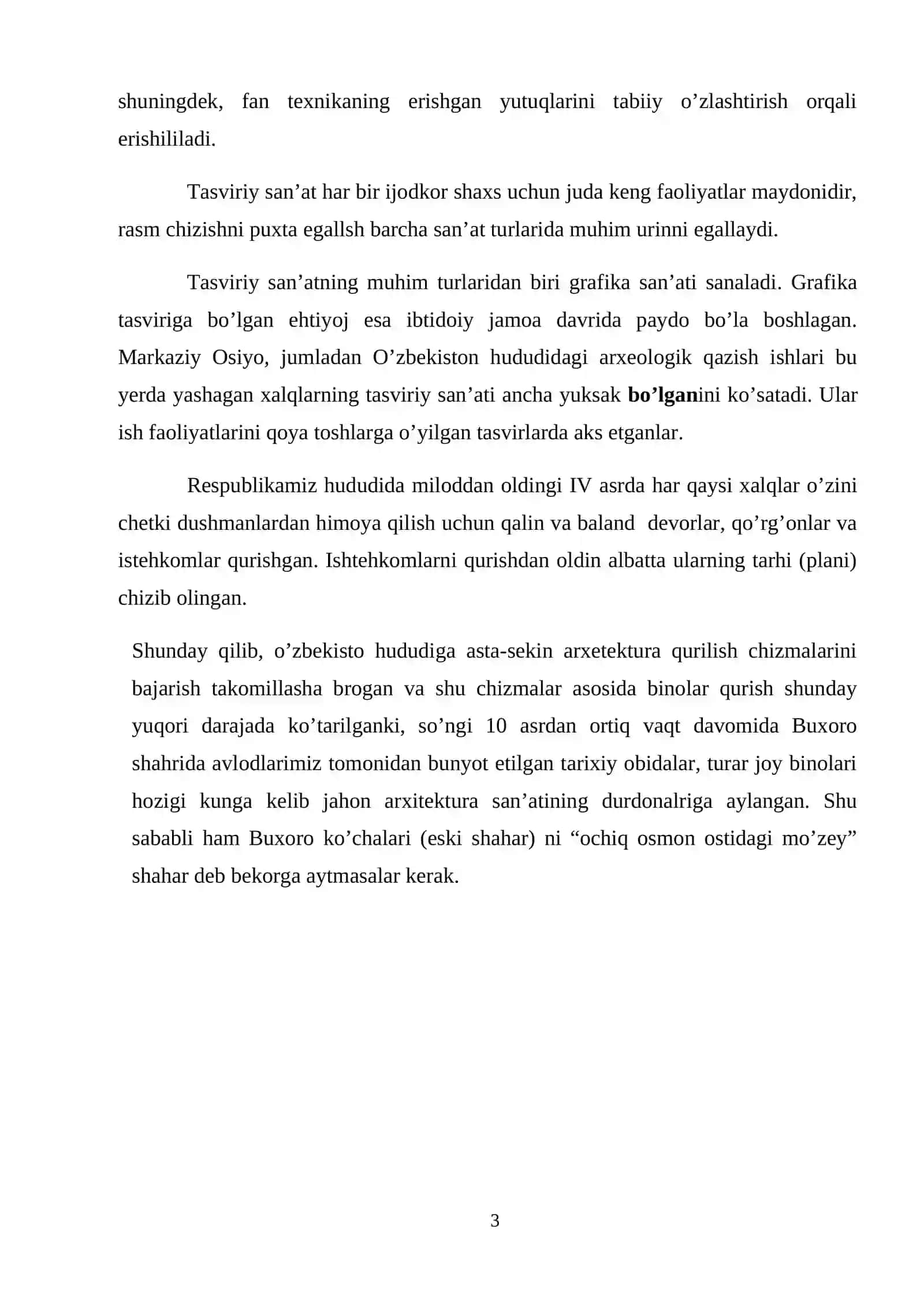 “Yurtim jamoli” mavzusida ijodiy kompozitsiya. Bitiruv malakaviy ishi 3
