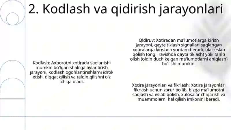 Xotira Bilan Bog'Liq Hodisalar. Tafakkur Va Ong 3