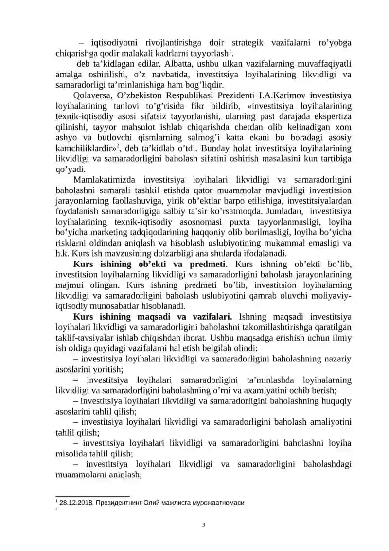 INVESTITSIYA LOYIHALARINING LIKVIDLIGI VA SAMARADORLIGINI BAHOLASH 3